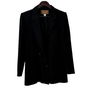Saville Woman's Size 10 Solid Black Blazer 100% Pure Wool American Made Coat